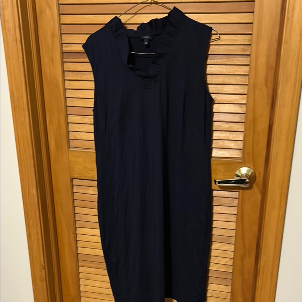 Talbots Navy Ruffle dress - Picture 2 of 4